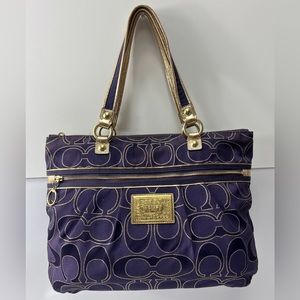 Coach Poppy Large Signature C Tote F1067-15389 Purple/Black